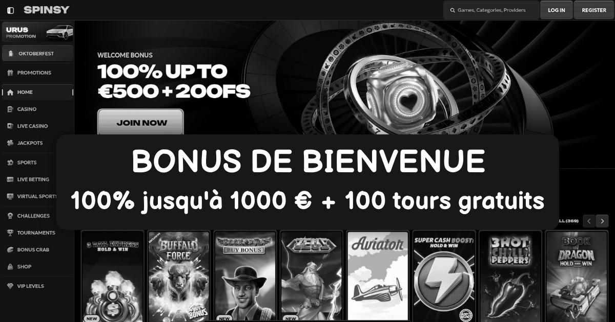 Spinsy Casino welcome bonus